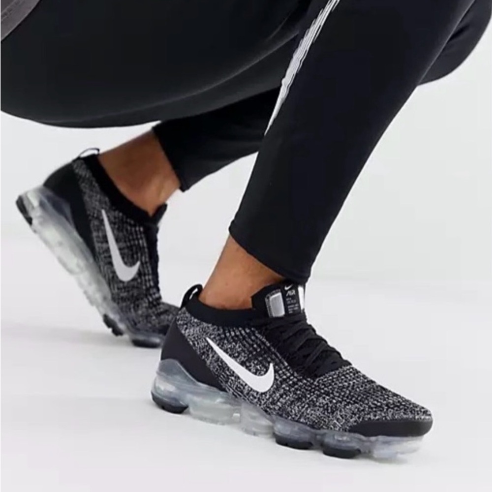 Nike Black and White Flyknit VaporMax Sneakers